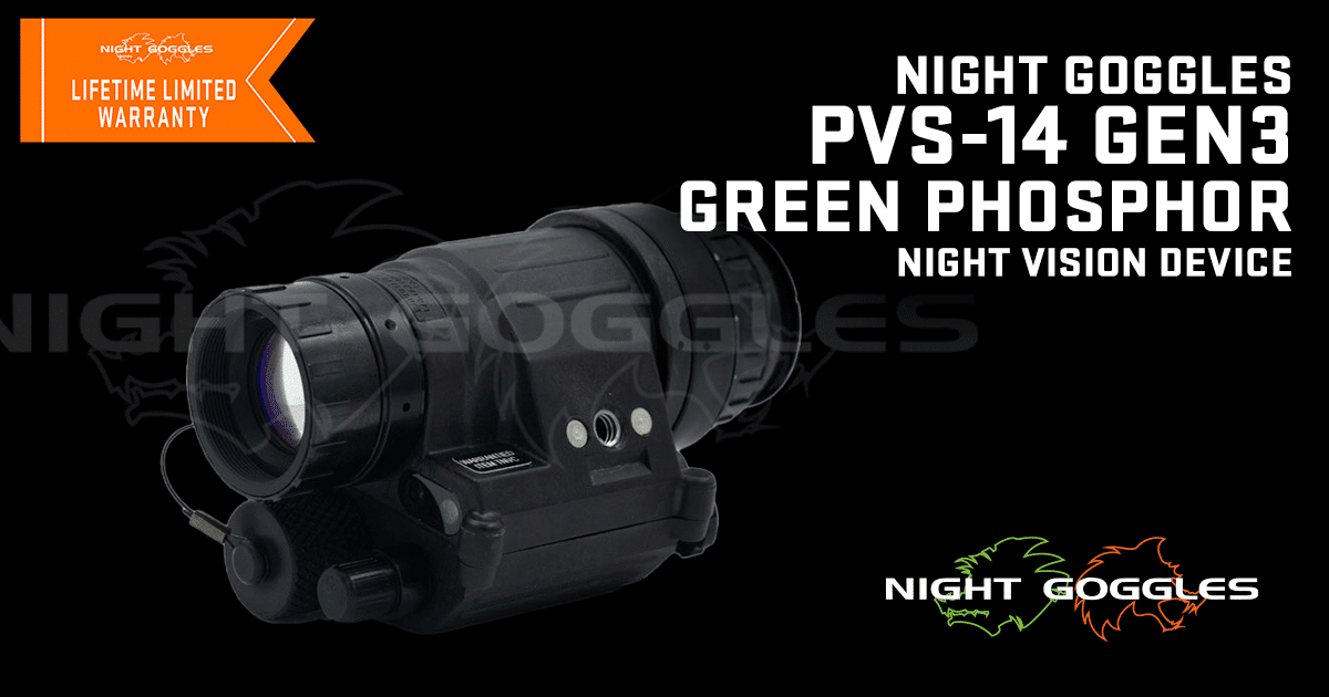 NG/PVS-14-GP - U.S. Gen3 Filmed Green Phosphor - Night Goggles NG/PVS-14-GP - U.S. Gen3 Filmed Green Phosphor - Night Goggles